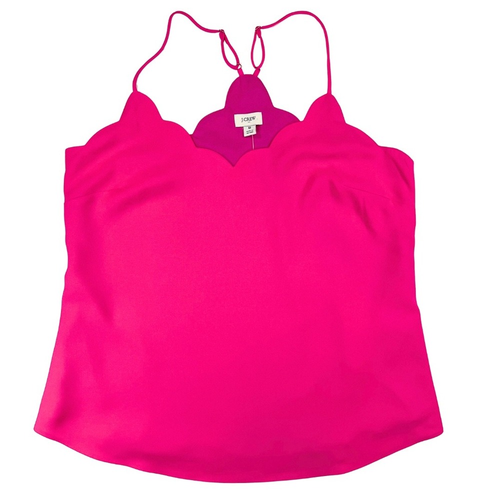 J.Crew Scalloped Cami Tank Top Pink Size 8 Halter Sleeveless NWT